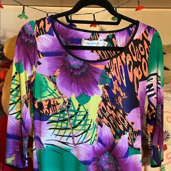 TBAGS LA Dress 3/4 Sleeve Floral Mini Med. EUC - Picture 4 of 8